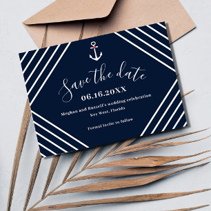 Navy Nautical Photo Wedding  Save The Date