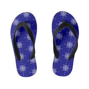 Navy Nautical Sailing Compass Kid's Flip Flops
