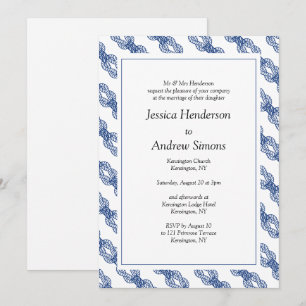 Navy Nautical Sailing Rope Wedding Invitation