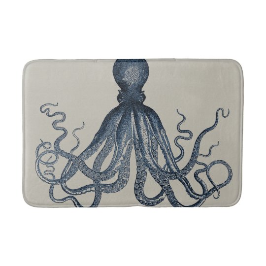 Navy Nautical Steampunk Octopus Vintage Kraken Bath Mat Zazzle Co Uk