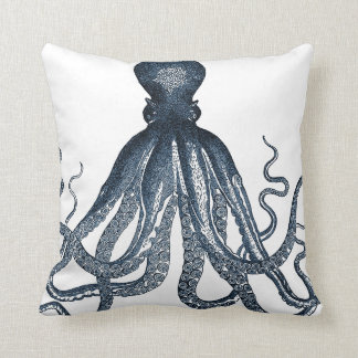 Navy Nautical Steampunk Octopus Vintage Kraken Cushion