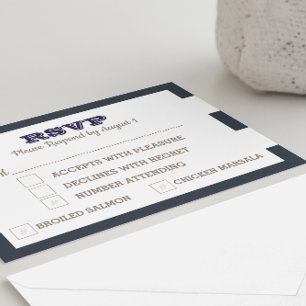 Navy Nautical Stripe RSVP Card