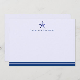 Navy Nautical Themed Starfish Correspondence Card