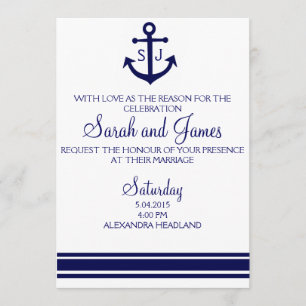 navy nautical wedding invitation