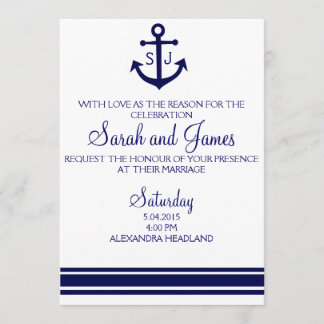 navy nautical wedding invitation