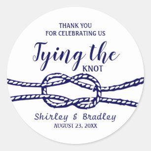Navy Nautical Wedding   Tying the Knot Classic Round Sticker