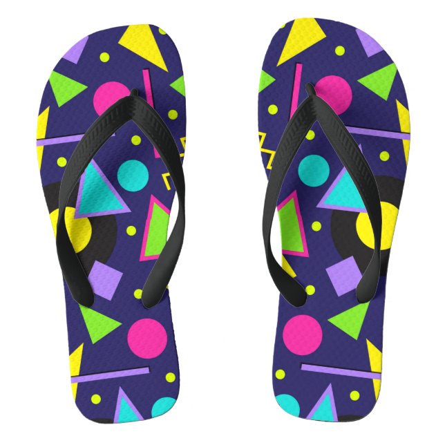 Navy Neon Abstract Flip Flops (Footbed)