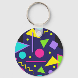 Navy Neon Abstract Key Ring