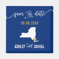 Navy New York Wedding Save the Date Map