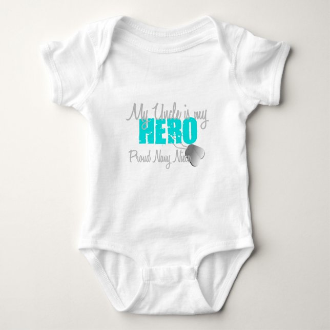 Navy Niece Hero Uncle Baby Bodysuit (Front)