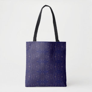 Navy night sky laced with stars geometric design tote bag