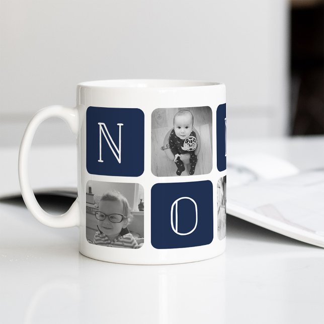 Navy | NONNO Grandfather Photo Collage Coffee Mug (Creator Uploaded)