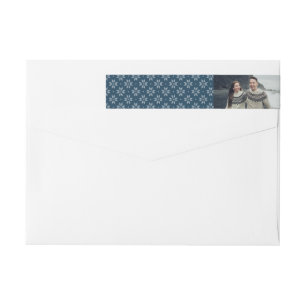 Navy Nordic Snowflake Holiday Photo Wrap Around Label