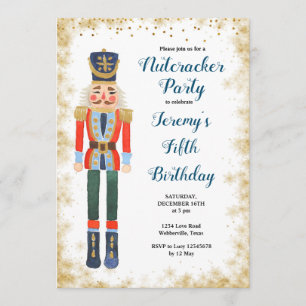 Navy Nutcracker Winter Birthday Boy Invitation