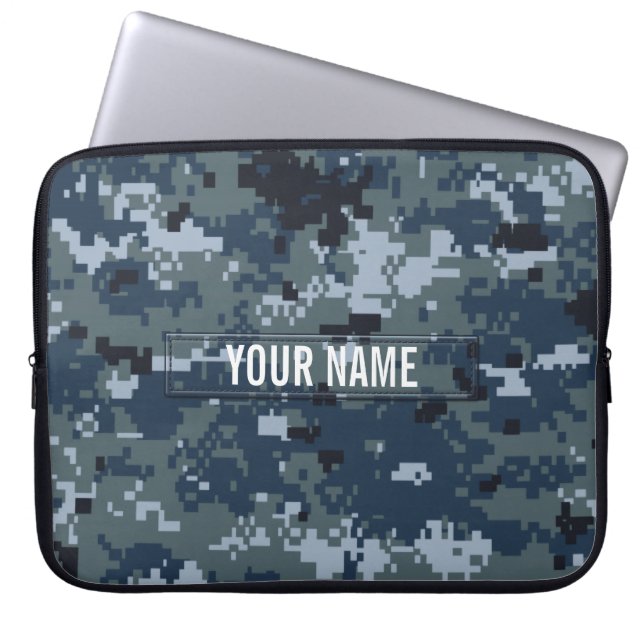 Navy NWU Camouflage Customisable Laptop Sleeve (Front)