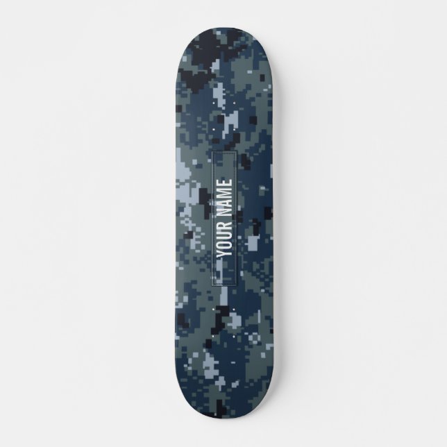 Navy NWU Camouflage Customisable Skateboard (Front)