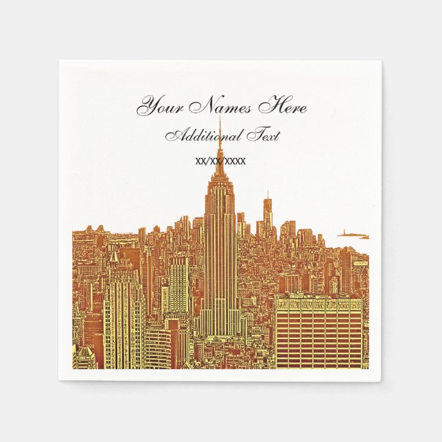 Navy NYC Skyline Silhouette, ESB Napkin (Front)