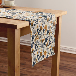 Navy & Ochre Botanical  Table Runner