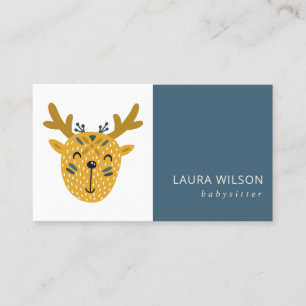NAVY OCHRE CUTE SANDI DEER LITTLE EXPLORER NANNY BUSINESS CARD