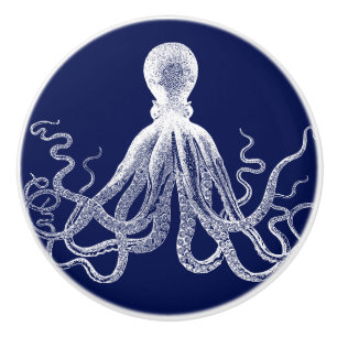 Navy Octopus Dark Blue Kraken Ceramic Knob