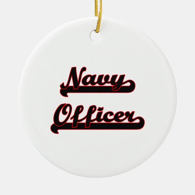 Navy Officer Classic Job Design Ceramic Tree Decoration (Front)