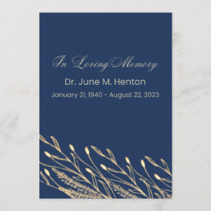 Navy Olive Leaf 2 Funeral Memorial Program Programme