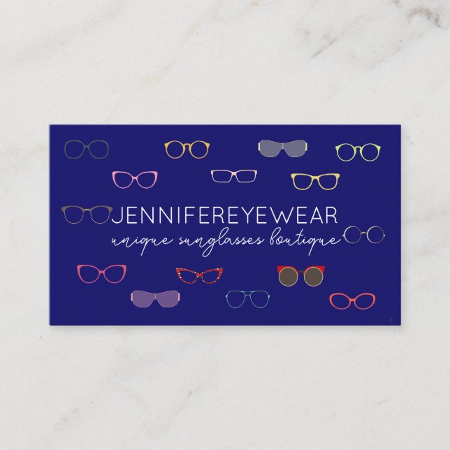 Navy Optic Eyewear Fashion Sun Glasses Business Card (Front)