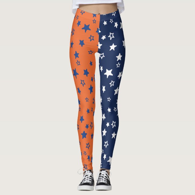 Navy & Orange Allstar Leggings (Front)