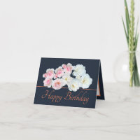 Navy Orange Bouquet White Pink Roses Birthday