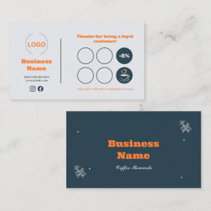 Navy Orange Coffee Shop Loyalty Card