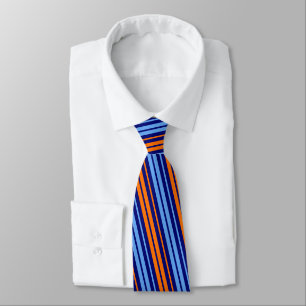 Navy Orange Cyan Vertical Stripes Design Tie