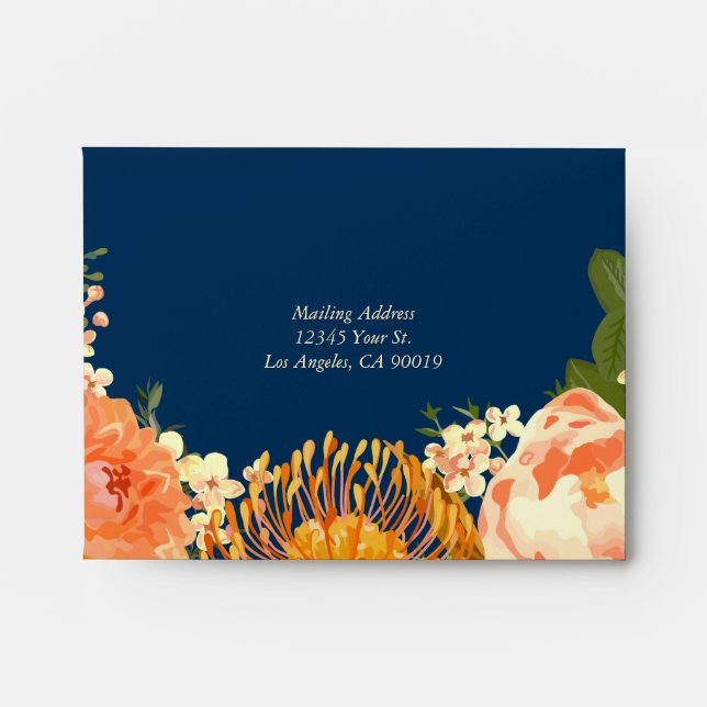 Navy & Orange Floral Response Envelopes (Front)