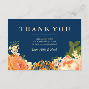 Navy & Orange Floral Thank You Card