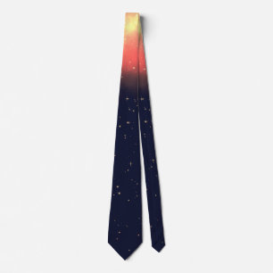 Navy Orange Nightsky milkyway,  stars, night Tie