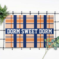Navy Orange Plaid Cool Fun Dorm School Home