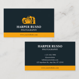 Navy & Orange Professional Photography Business Card