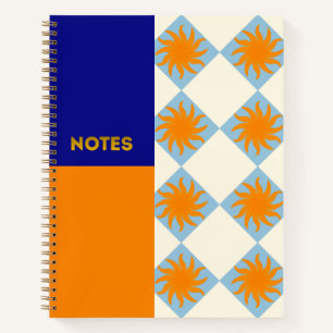 Navy Orange Sunburst Diamond Notebook - L