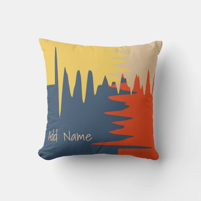 Navy Orange Yellow Beige Cushion (Front)