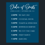 Navy Order of Events Wedding Day Schedule Poster<br><div class="desc">This wedding poster is the perfect way to let your guests know the timeline for your wedding day.</div>