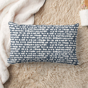 Navy Organic Dots Markmaking Pattern Lumbar Cushion