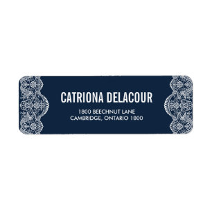 Navy Ornate Moroccan Lace Return Address Label