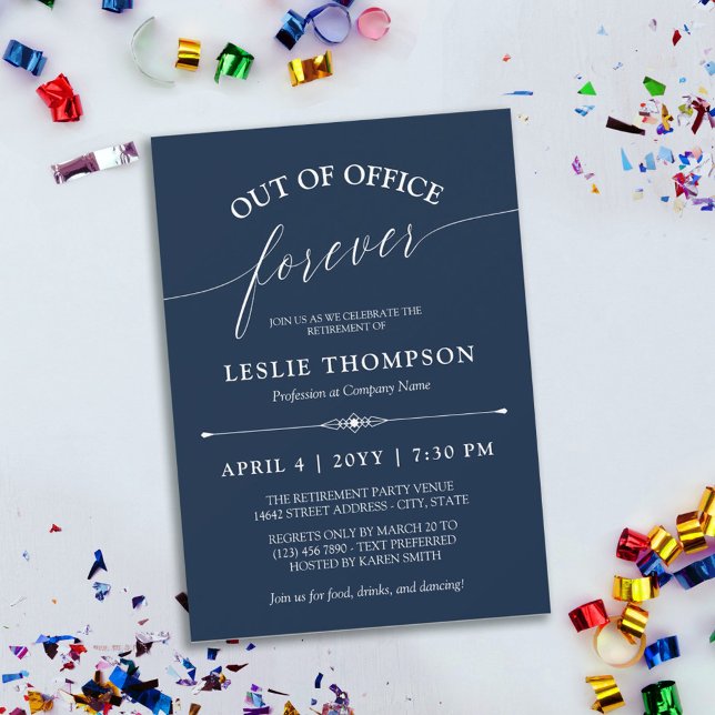 Navy Out of Office Forever Retirement Party Invitation (Creator Uploaded)