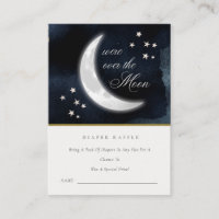 Navy Over the Moon Diaper Raffle Mum Baby Shower