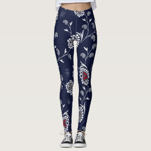 Navy Paisley: Elegant Pattern Design. Leggings