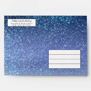 Navy Pastel Blue Triple Glitter Ombre Gradient Envelope