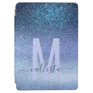 Navy Pastel Blue Triple Glitter Ombre Gradient iPad Air Cover