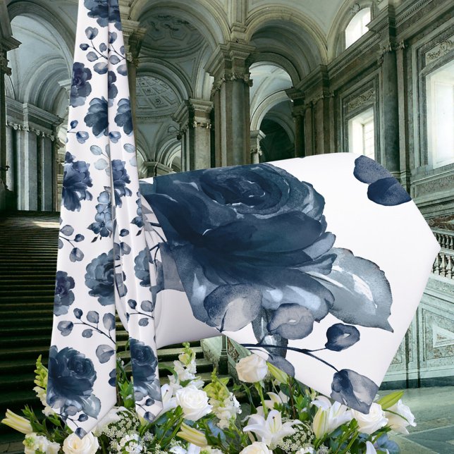 Navy Peonies Dusty Blue Greenery Wedding Tie (Creator Uploaded)