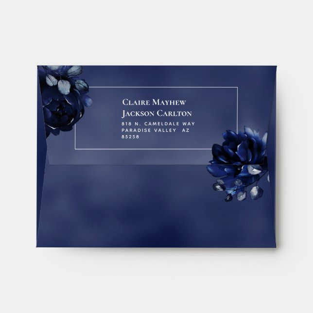 Navy Peony Assembly 4 x 6 Thank You Card Envelopes (Back (Top Flap))