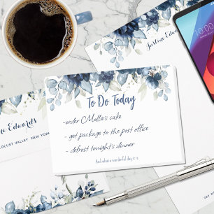 Navy Peony Dusty Blue Eucalyptus Greenery Post-it Notes
