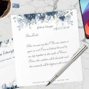 Navy Peony Dusty Blue Eucalyptus Notepad